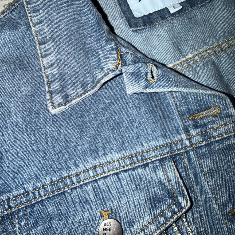 Between Us Blue Jean Jacket with Rhinestone Fringe - Picture 2 of 2